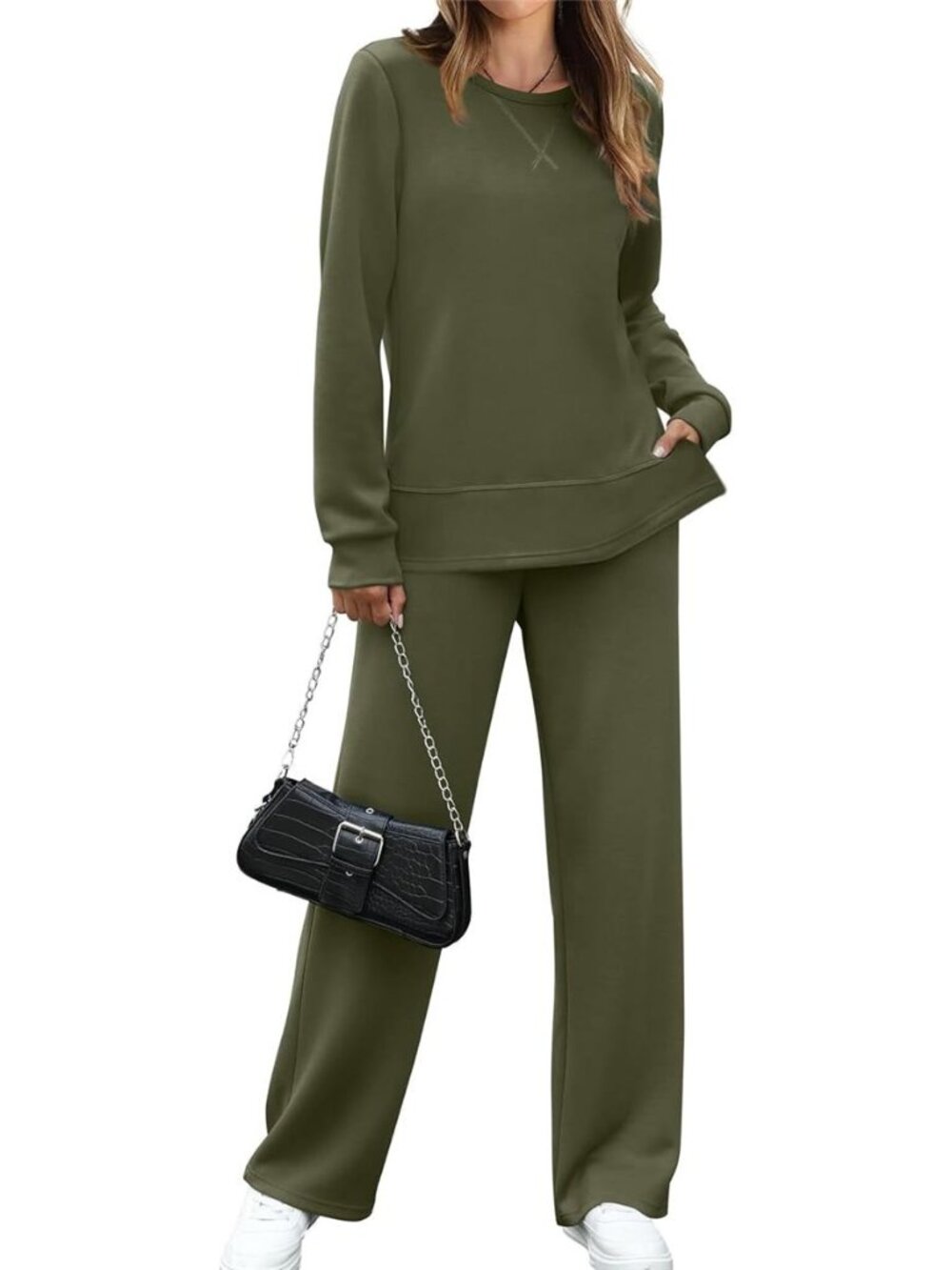Women's 2 Piece Lounge Set Side Slit Tracksuit